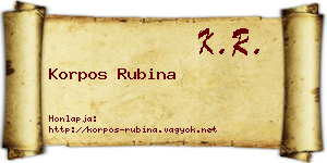 Korpos Rubina névjegykártya
